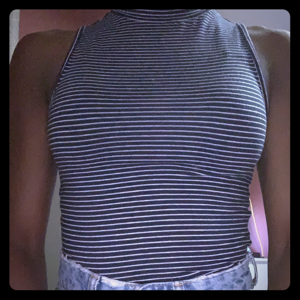 Forever21 baby and white stripped turtleneck tank